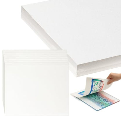 Marspark 100 Pcs Printmaking Paper, Printmaking Supplies, Artist Paper for Adults and Students Block Printing, Screen Gel Printing, White (5"x7") - size: 5"x7"