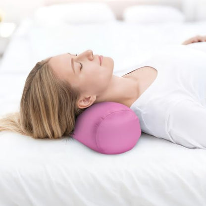 Microbead Bolster Tube Pillows with Double Cover，Squish Bean Bed Microbead Pillow Soft Neck Back Lumbar Support Smooth Cool Touch Comfortable Fabric (Purple) - color: Purple