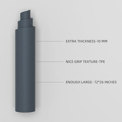 TPE Yoga Mat 72"x26"x0.4" Thick Non Slip Exercise Fitness Mat - color: Blue