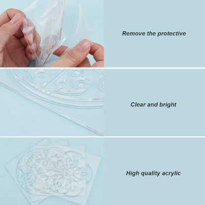 FREEBLOSS 4pcs Acrylic Sashiko Stencil Kit Plastic Sashiko Stencil Cherry Blossoms Sashiko Pattern Template Acrylic Embroidery Tool Geometric Sashiko Pattern Template Drawing Line 4.7 * 4.7inch - style: Japanese