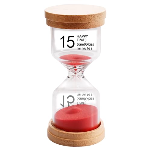 15 Minute Wooden Sand Timer,Red Sand Hourglass for Productivity, Focus, Meditation & Home Décor,15 Min Reloj de Arena Sand Clock for Kitchen, Office, Classroom, Yoga & Games - color: Red, size: 15 Minutes