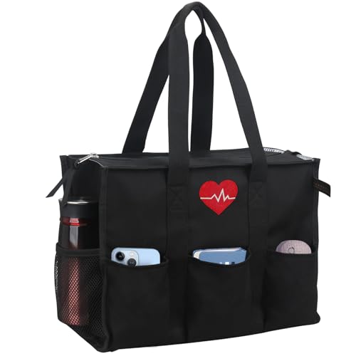 HoogaLife Nurse Bag for Work with Multiple Pockets, Waterproof Tote Organizer for Medical Supplies - color: Red H, size: Large