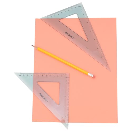 Westcott Triangular Scale Ruler Set, 30/60- and 45/90-Degrees, Back-to-School, School Supplies, Classroom Supplies, 2-Pack