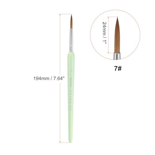 HARFINGTON Detail Paint Brushes 24mm Pointed Tip Nylon Hair Miniature Painting Brush for Watercolor Oil Acrylic Painting(7#), Green - color: Green, size: 7# 24mm
