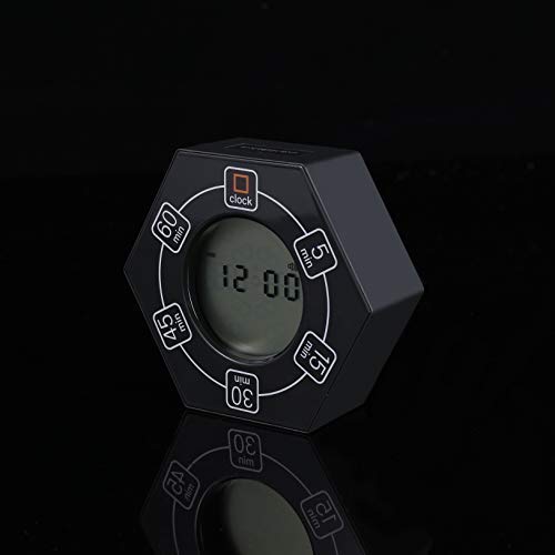 Home & Office Timer with Clock, 5,15, 30, 45, 60 Minute Preset Countdown Timer, Easy-to-Use Time Management Tool (Black) - color: Black - 5, 15, 30, 45, 60 Min