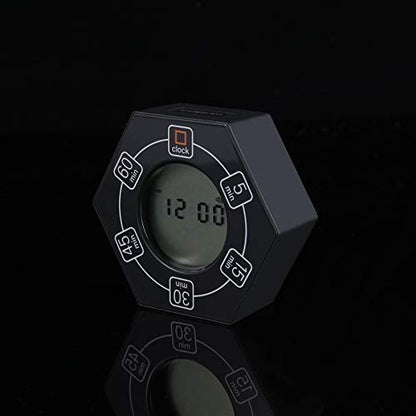 Home & Office Timer with Clock, 5,15, 30, 45, 60 Minute Preset Countdown Timer, Easy-to-Use Time Management Tool (Black) - color: Black - 5, 15, 30, 45, 60 Min