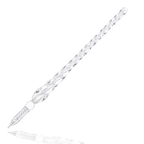 Molshine Handmade Glass Dip Pen Crystal Calligraphy Pen Signature Dipped Pen for Artist Women Men Teens,Writing Drawing Decoration Gifts (Silvery) - color: silvery
