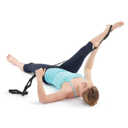 OPTP The Original Stretch Out Strap XL with Exercise Book, Made in the USA | Stretch Out Strap for physical therapy, yoga stretching strap or knee therapy strap, 10 loops, 7'5" long durable woven strap