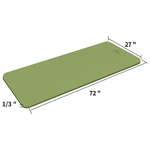 Hatha Yoga TPE Yoga Mat 72"x 27"x1/3" Non-slip Exercise Mat - color: green