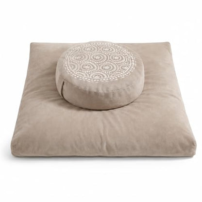 ellier Meditation Cushion Set-Large Velvet Floor Pillow & Traditional Tibetan Yoga Bolster for Adults,Zafu Meditation Mat with Buckwheat,Zabuton Meditation Cushion with Memory Foam - color: Cl01-dark Blue