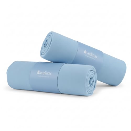 Wellrox Microfiber Hand Towel- Absorbent Sweat Towels, Workout Towels for Women- Yoga Mat Towel for Pilates, Hot Yoga, Gym Workouts (2 Pack, Blue) - color: Blue