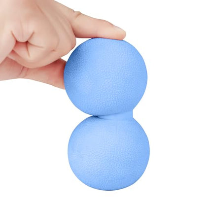 Double Lacrosse & Micro-Elastic Peanut Massage Ball - Myofascial Release Tool for Muscle, Back, Foot, and Physical Therapy, Mobility Roller for Acupressure and Relaxation (Blue) - color: Blue