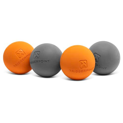 TRIGGERPOINT Foundation Massage Therapy Balls – Medium-Density Ball Massager for Back & Foot Pain Relief, Trigger Point Myofascial Tool for Yoga, Exercise & Physical Therapy, Grey/Orange, 4 Pack - style: 4 Pack
