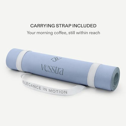 Premium Yoga Mat – Sweat-Activated Non-Slip PU Grip I Natural Rubber Base I 4mm for Yoga, Pilates & Workouts - color: Sky Blue