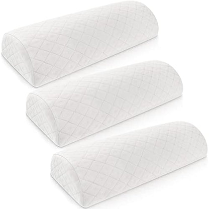 Maitys 3 Pcs Half Moon Bolster Pillow for Legs Memory Foam Leg Pillows for Sleeping Knee Neck Lumbar Support Back and Head Semi Roll for Ankle, Foot Comfort, Pregnant, Recovery, Washable Cover