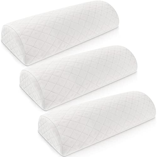 Maitys 3 Pcs Half Moon Bolster Pillow for Legs Memory Foam Leg Pillows for Sleeping Knee Neck Lumbar Support Back and Head Semi Roll for Ankle, Foot Comfort, Pregnant, Recovery, Washable Cover