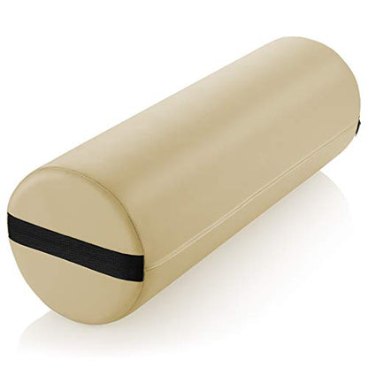 Saloniture Jumbo Round Massage Table Bolster Pillow Pad - 26 x 9 Inch - Cream - color: Cream