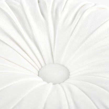 HIG Set of 2 Off White Velvet Decorative Round Pleated Throw Pillows - color: Off White