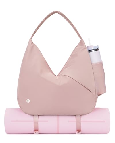 Ceneda Large Gym Bag for Women with Hidden Yoga Mat Holder & Shoe Compartment & Wet Pocket, Sports Duffle Bag for Travel - color: Pink