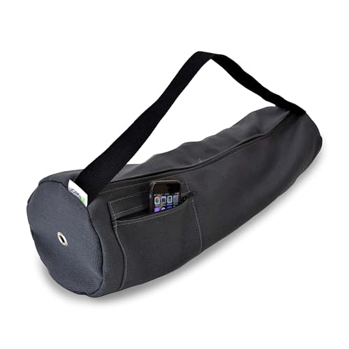 Natural Hemp Fabric Yoga Mat Bag with Shoulder Strap - Lightweight and Durable Gym Bag to Carry the Extra Large Mat Sizes - Ideal for Yoga, Pilates & Fitness Equipment - Made in USA, 8" X 32" - color: Hemp Shadow Gray