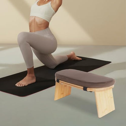 Meditation Benches, Folding Meditation Kneeling Stool with Footpads, Bamboo Sturdy Meditation Chair with Meditation Cushion as Yoga Bench, Prayer Bench, Floor Seat (Coffee) - color: Coffee