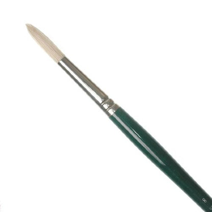 Winsor & Newton Winton Hog Round Brush, #8 | Natural Chinese Hog Bristle Brush, Interlock Constructed, Hand-Set, Corrosion Resistant Ferrules, Natural Curve Bristles