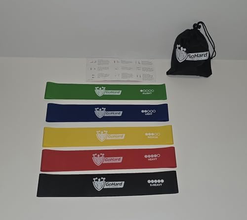 Resistance Loop Exercise Bands with Instruction Guide and Carry Bag, Set of 5