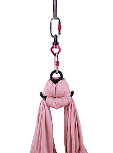 F.Life Aerial Silk 10 Yards Kit Durable Aerial Yoga Hammock with Hardware & Guide Aerial Swing for Acrobatic Flying Yoga - color: Blush nude