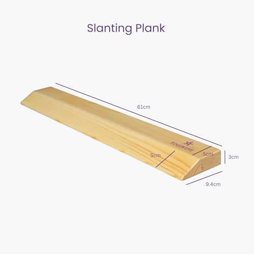 Yogikuti Pine Wood Slanting Plank/Premium Wooden Yoga Incline Plank for Calf, Foot & Ankle Stretch/Balance & Flexibility Trainer/Durable Non-Slip Yoga Fitness Support