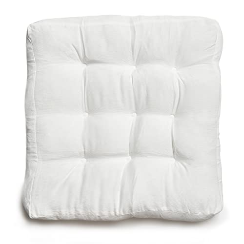 LANITI 24” Inch Extra Large Floor Cushions Tufted Floor Pillow for Adults Square Meditation Ultimate Comfort Oversized Pillows for Floor Cushion (White) - color: White