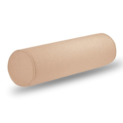 Tinbolunce Neck Roll Pillowcases with Zipper - Full Moon Bolster/Round Cylinder Pillow Case Cover for Bedroom, Living Room, Sofa - Solid Color Cervical Throw Pillow Covers - color: Light Coffee, size: 6" x 24"