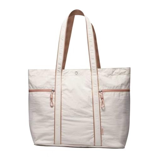 Large Tote Bag for Women Nylon Shoulder Bags for Women Lightable Shoulder Purses Gym Tote for Travel Yoga Work Dance - color: A5-beige