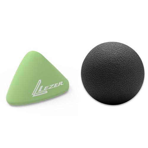 LEZER, Trigger Massage Point, Manual Massage Ball, Muscle Knots Relief Tool, Myofascial Release, Physical Therapy, Plantar Fasciitis, Set of 2 (Green Trigger and Black Ball) - style: 09 - Trigger Green + Hard Ball