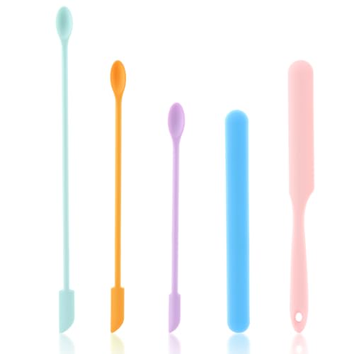 5 Pcs Silicone Spatula,Beauty Spatula Multicolor Makeup Spatulas Reusable Beauty Stir Sticks for Jar Kitchen Bottles Cosmetic(SIZE:5 pcs)