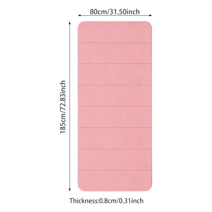 Yoga Mat, Foldable Exercise Mat, Portable FitnessMat, Thickened TPEmat for Yoga, Pilates, Stretching, Non Slip Cushion with 8mm Thick, Compact Design, 72x31 Inch - color: Pink