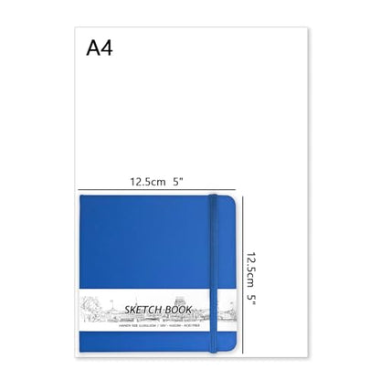 5" x 5" Hardcover Sketch Book,58 Sheets Small Mixed Media Pocket Sketch Pad | PU Cover,150 GSM Acid Free Artist Drawing Paper,Travel Journal Blank Notebook for Adults Sketching,Illustration. - color: 150gsm PU-navy blue