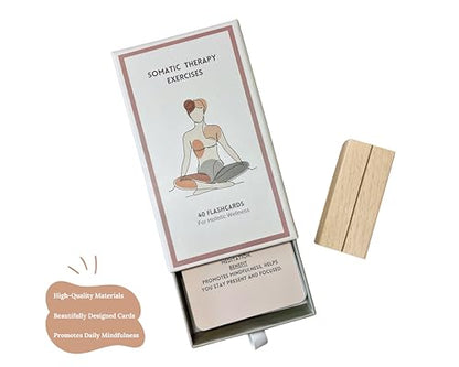 40 Somatic Therapy Exercise Cards - Mindfulness and Coping Skills Cards for Anxiety and Stress Relief | Emotional Healing, Grounding and Meditation Tool for Body Awareness | Perfect Self-Care Gift