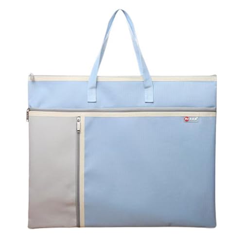 A3 Art Portfolio Bag with Zipper and Handle Capacity Oxford Bag | Two-color Large Capacity Oxford Artwork Container with Shoulder Strap for Drawing Sketch Photography Poster Files Document - color: Blue, size: A3