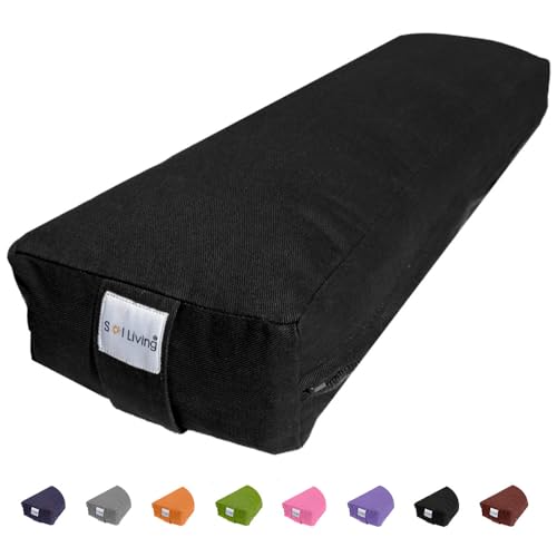 Pranayama Yoga Bolster Meditation Pillow - color: Black, size: Rectangular 26" x 8" x 5"