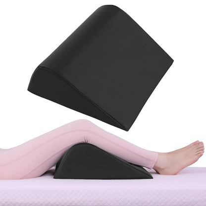 HOMBYS Wedge Bolster Pillow for Legs,Knee Wedge Pillow for Massage Table,Triangle Massage Bolsters for Under Legs,PU Leather Waterproof Foam Tatoo Pillow (Wine Red) (Black, 16"x16"x6") - size: 16"x16"x6"