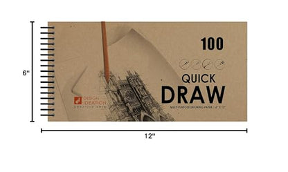 Design Ideation Quick Draw Book : Multi-Media Paper Drawing Book for Pencil, Ink, Marker and Charcoal. Great for Art, Design and Education. Ideal for Quick Drawing. Made in The USA. (6" x 12") (2)