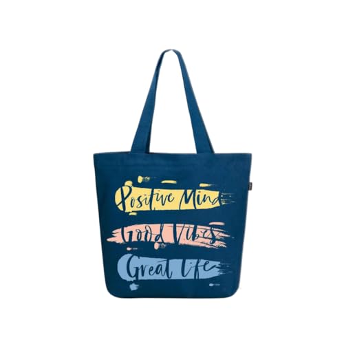 Ecoright Aesthetic Canvas Tote Bag for Women Large Zipper Tote Bags with Pocket, Womens Tote Bag for Yoga, Work, Beach - color: Good Vibes