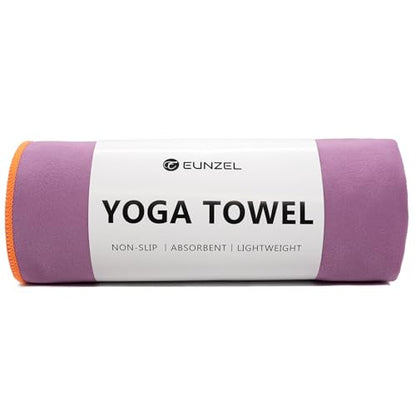 Eunzel Hot Yoga Mat Towel, Ultra-Absorbent Microfiber 72" x 26.5" | Ultra Absorbent Microfiber, Soft Touch Fabric, Quick Dry, Hot Yoga & Pilates, Machine Washable - color: Purple/ Orange