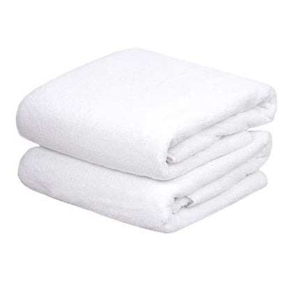JML Large Bath Towels with Hanging Loop, 30"x60", White, Set of 2 | Oversized, Lightweight, Microfiber Fleece, Soft & Absorbent, Lint-free, Fade Resistant - color: White, size: 30 in x 60 in