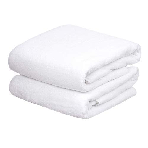 JML Large Bath Towels with Hanging Loop, 30"x60", White, Set of 2 | Oversized, Lightweight, Microfiber Fleece, Soft & Absorbent, Lint-free, Fade Resistant - color: White, size: 30 in x 60 in