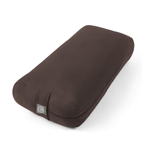 Meditation Cushion Bolster Pillow for Restorative Yoga – Supportive Cushion for Meditation, Pilates, and Relaxation – Filled with Buckwheat Hulls - Removable Cover - color: Chocolate Brown, size: Rectangular (Filled with 100% Cotton)