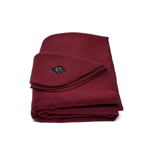 Arcturus Military Wool Blanket - Warm, Thick, Washable - Great for Outdoors, Camping, Stadium Blanket, Picnics, Travel - Car & Bushcraft Survival Kits - color: Wine, size: Twin