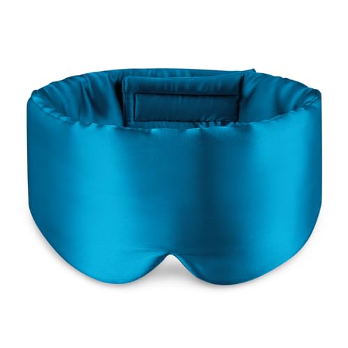 Zenssia 100% Mulberry Silk Sleep Eye Mask for Men and Women, Peacock Blue - color: Peacock Blue