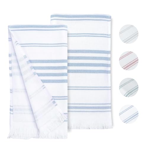 Ample Decor Cotton Hand Towels 16x28 Inches, Turkish Style, Quick Dry, Multi-Purpose Kitchen & Bathroom Towels, Oeko-Tex Certified, Set of 2, Mint Blue - color: Mint Blue, size: Hand Towel Set of 2