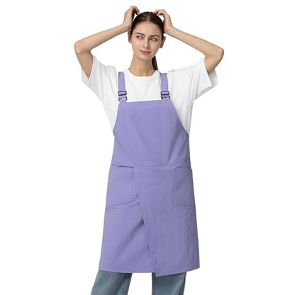Unisex Waterproof Apron Restaurant Cooking Cafè Flower Shop Baking Kitchen Length Adjustable - color: Light Purple